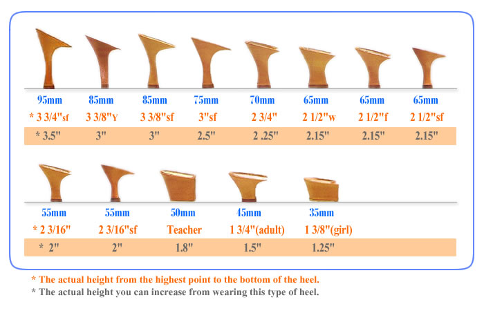 high heel size chart